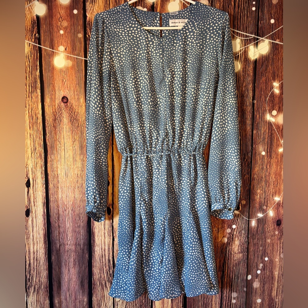 Emma & Michele Blue and White Patterned Dress